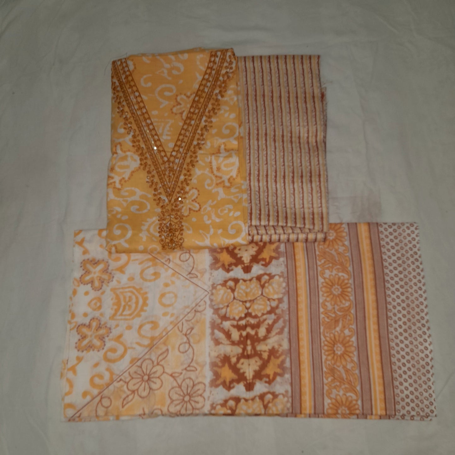 Yellow Color Unstiched Suit in Cotton Material with Cotton Dupatta