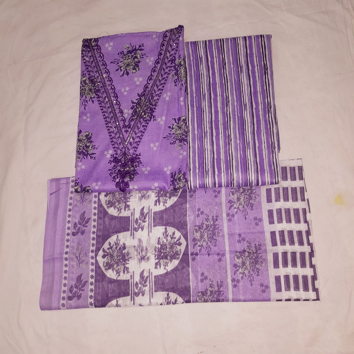 Purple Color Unstiched Suit in Cotton Material with Cotton Dupatta